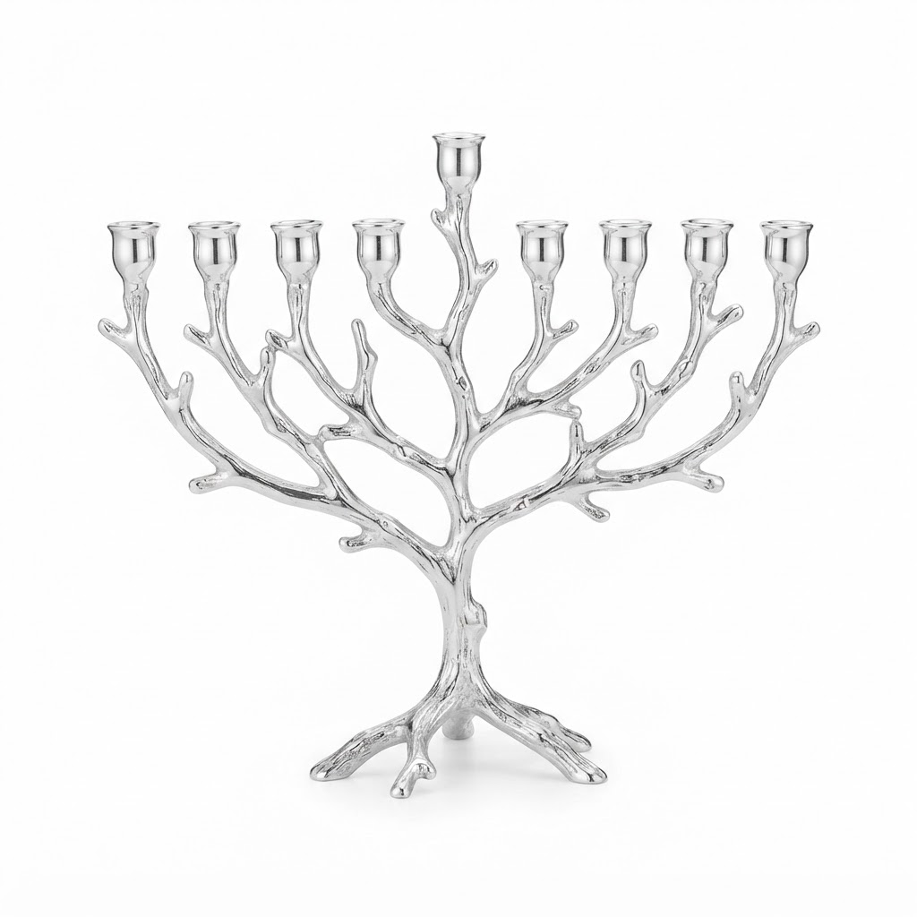 Silver Branch Hanukkiah