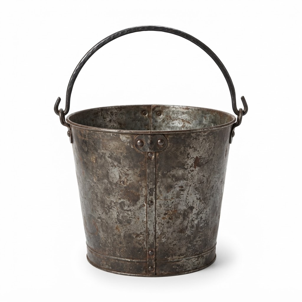 Distressed Metal Firewood Bucket