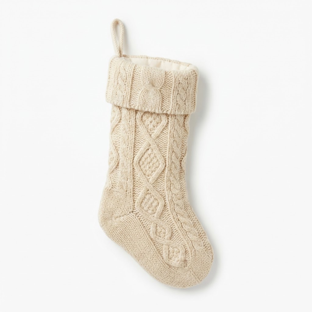 Cream Knit Christmas Stockings
