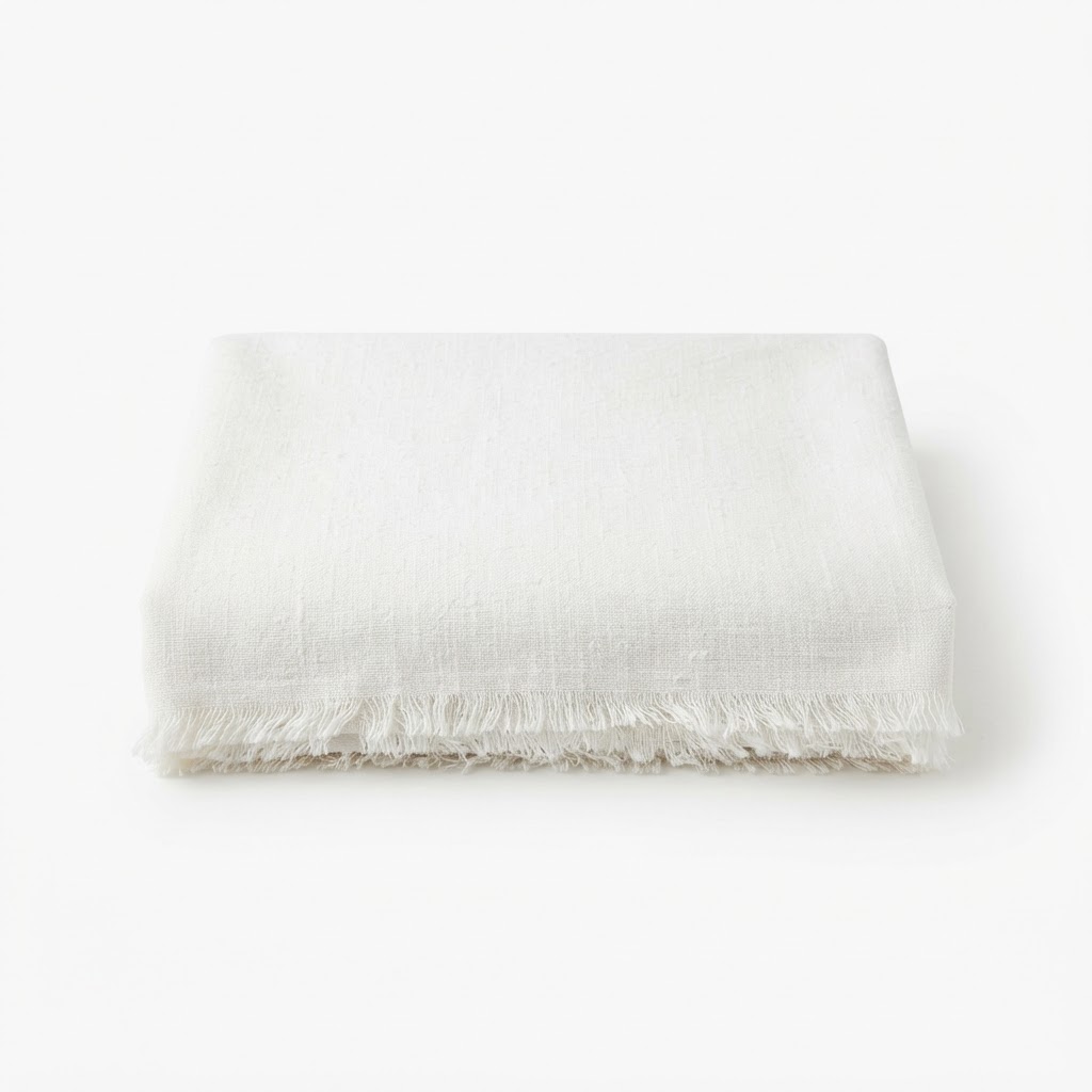 White Linen Throw Blanket