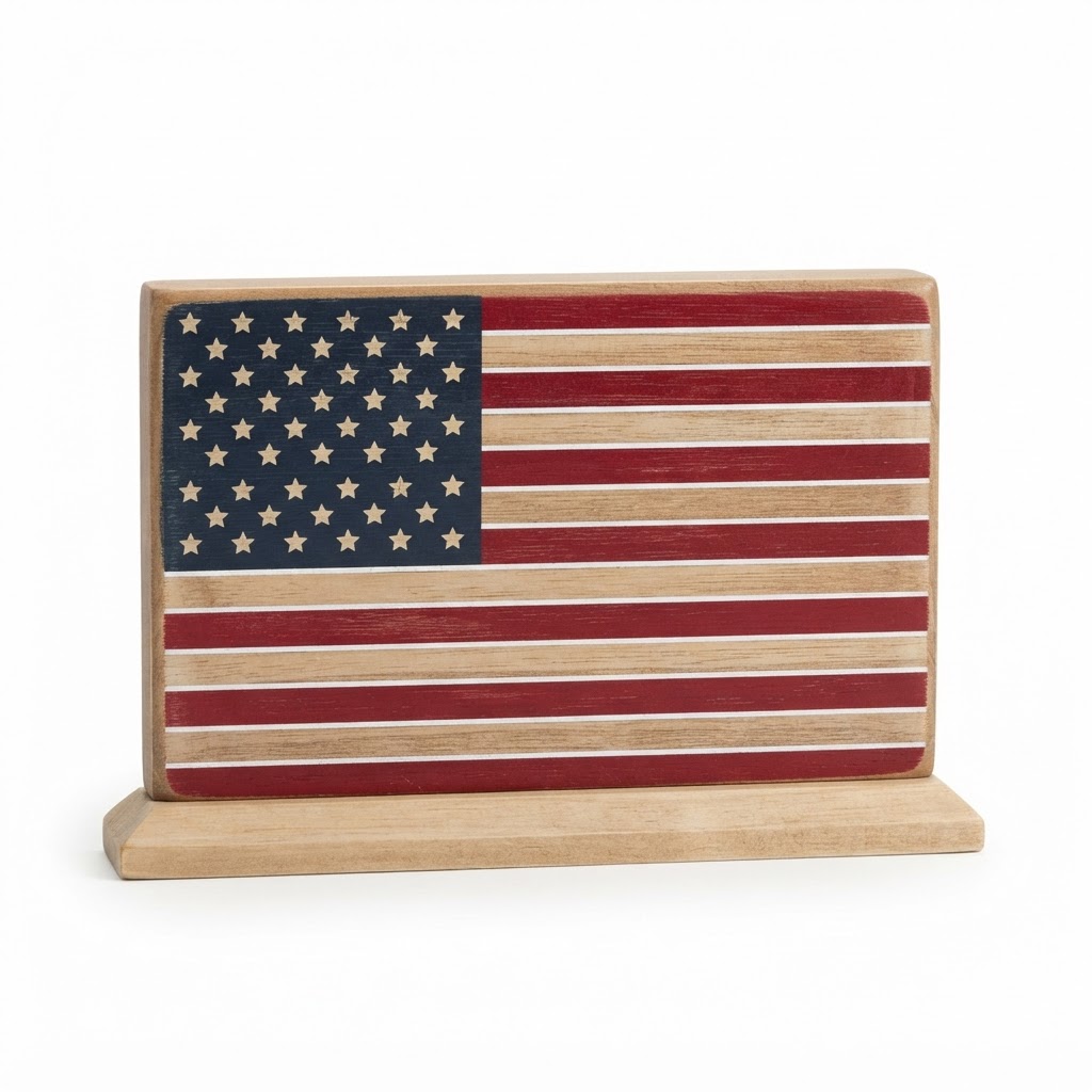 Wooden Flag Desk Ornament