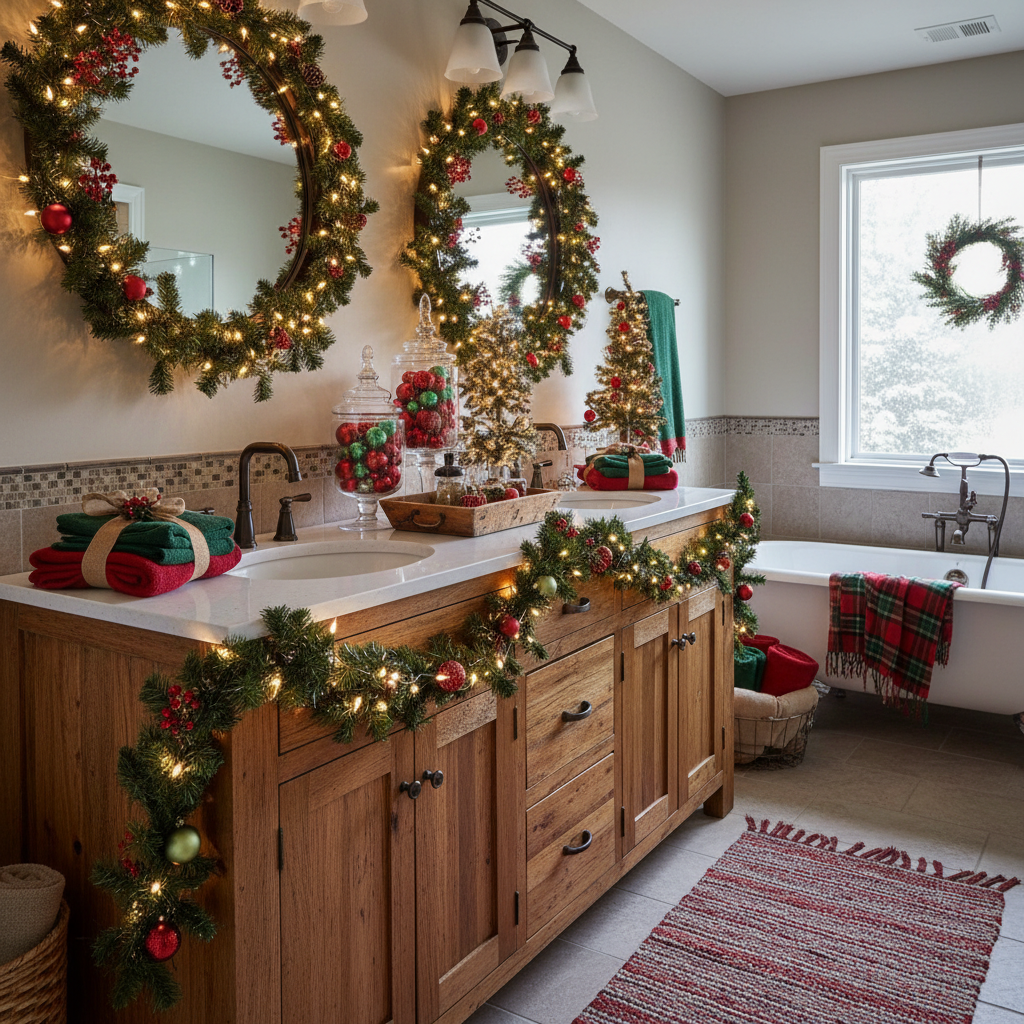 Country Christmas Master Bathroom
