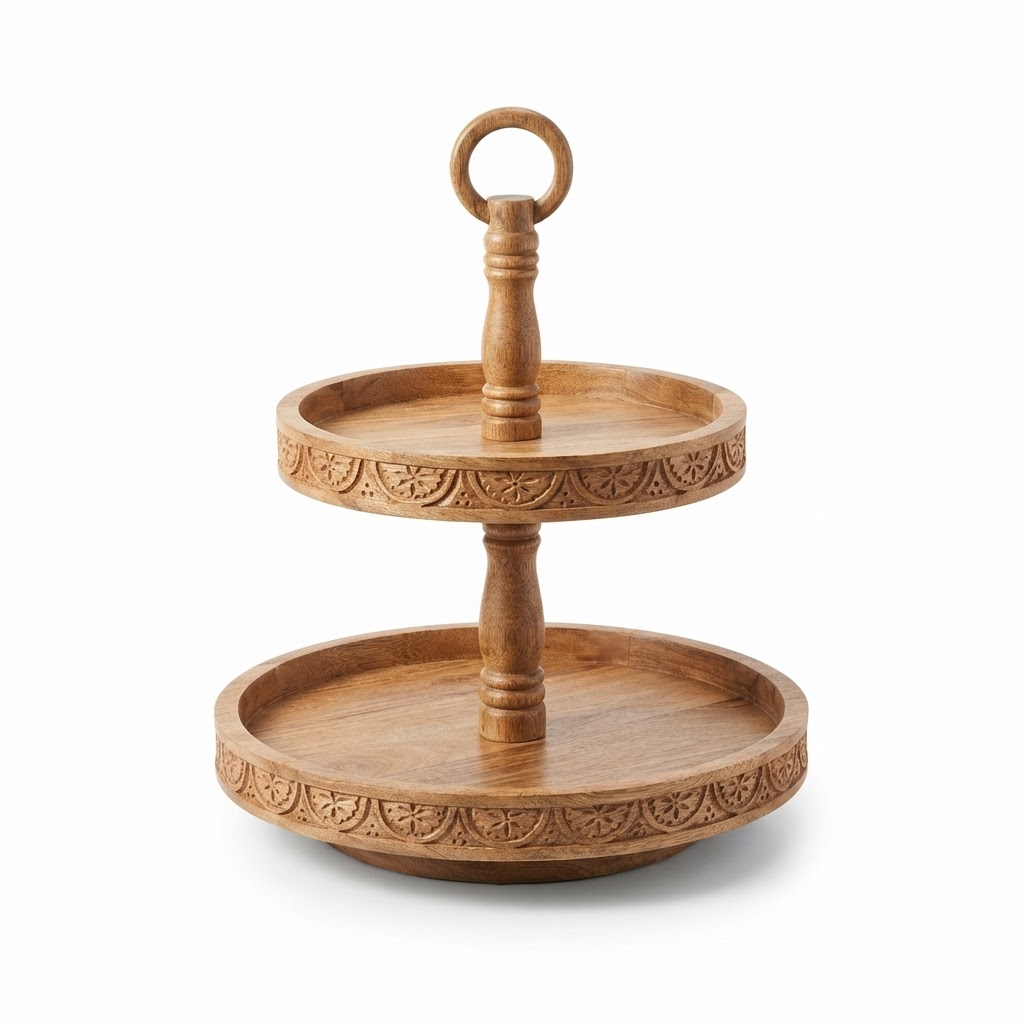 Tiered Wooden Serving Stand