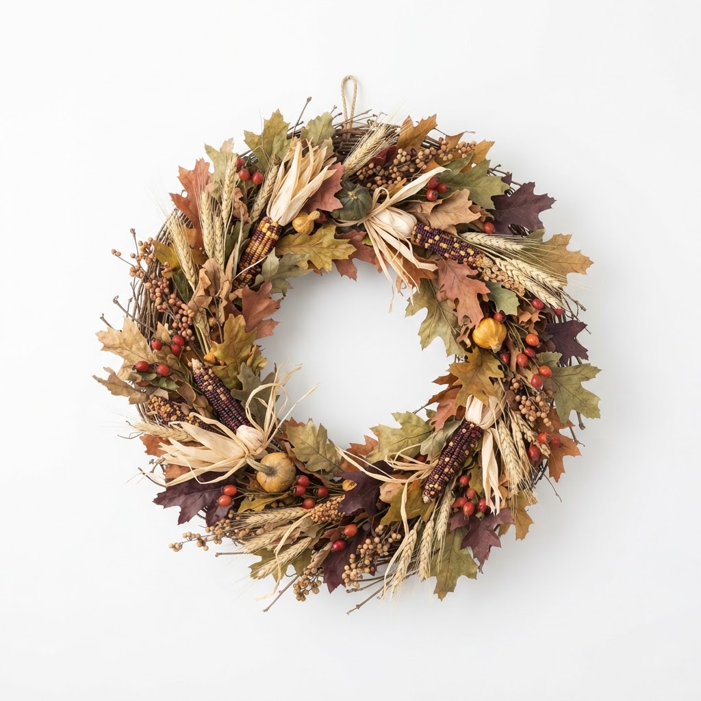 Transitional Autumn Harvest Botanical Wreath