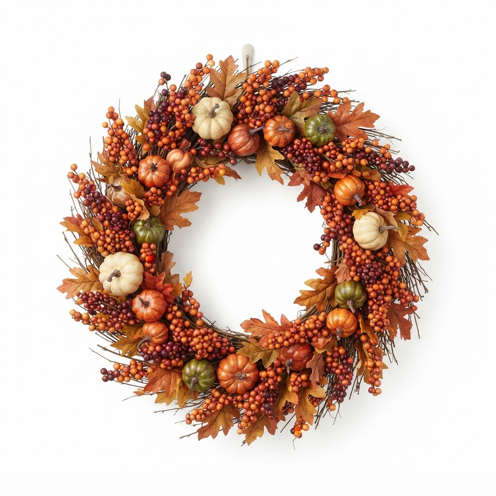 Autumn Berry and Pumpkin Wreath