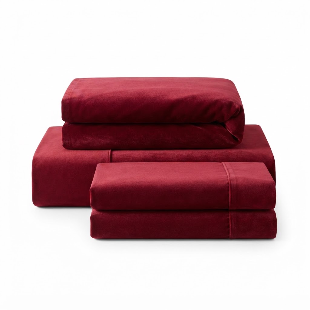 Velvet Deep Red Bedding Set