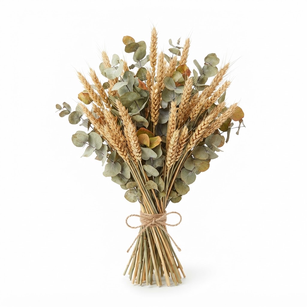 Fall Dried Wheat and Eucalyptus Bouquet