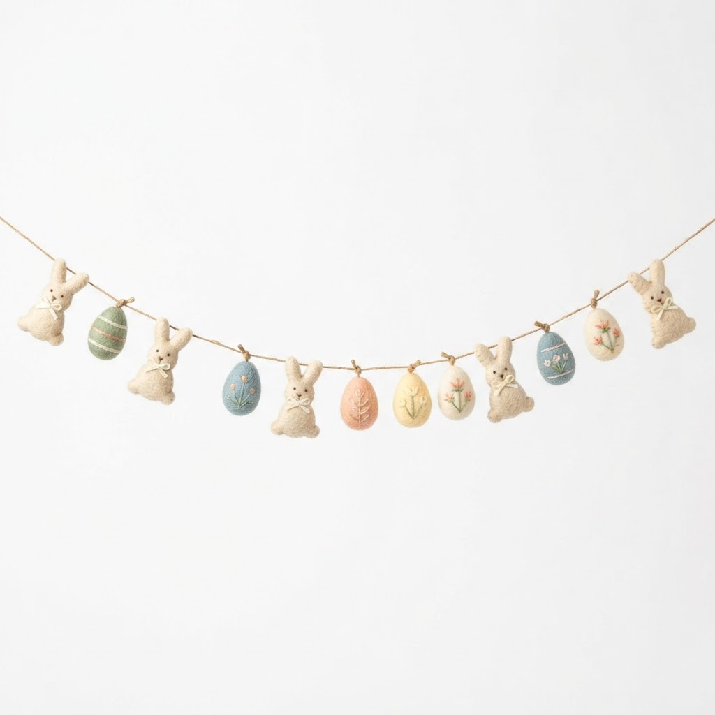 Transitional Bunny and Egg Felt Garland