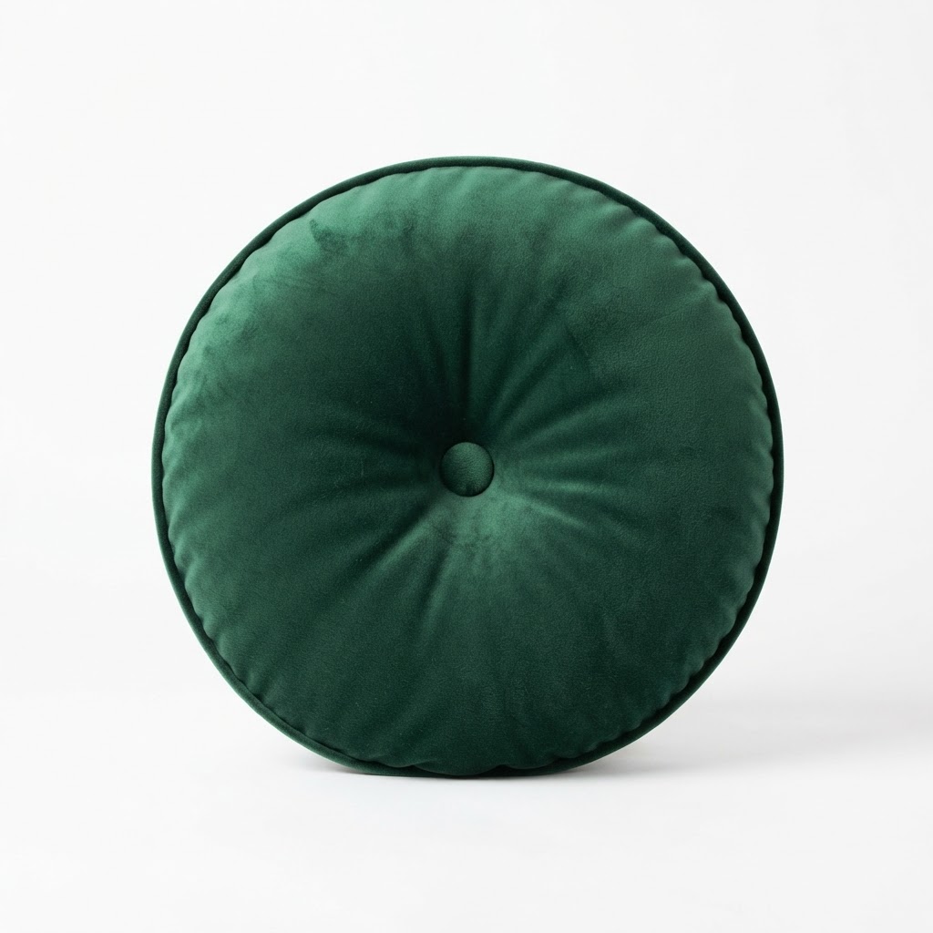 Green Velvet Round Throw Pillow