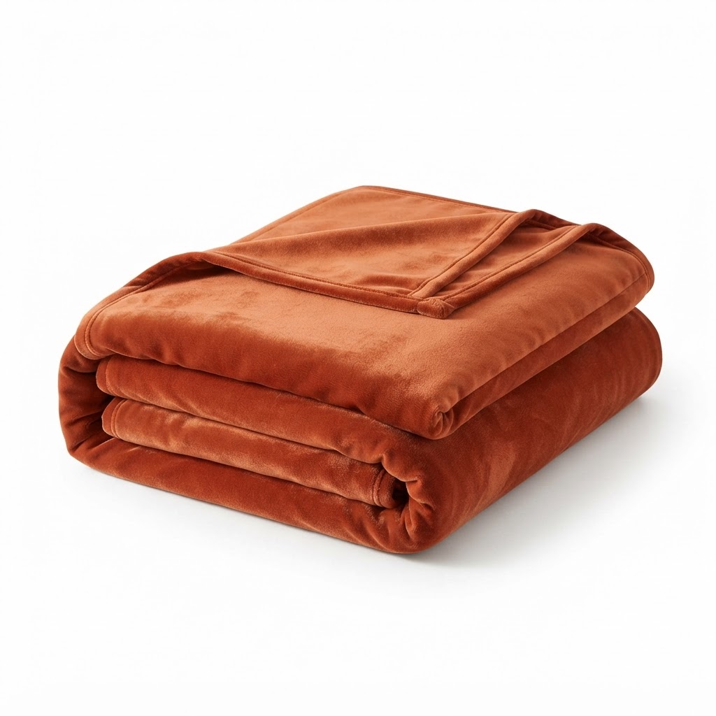 Burnt Orange Velvet Throw Blanket