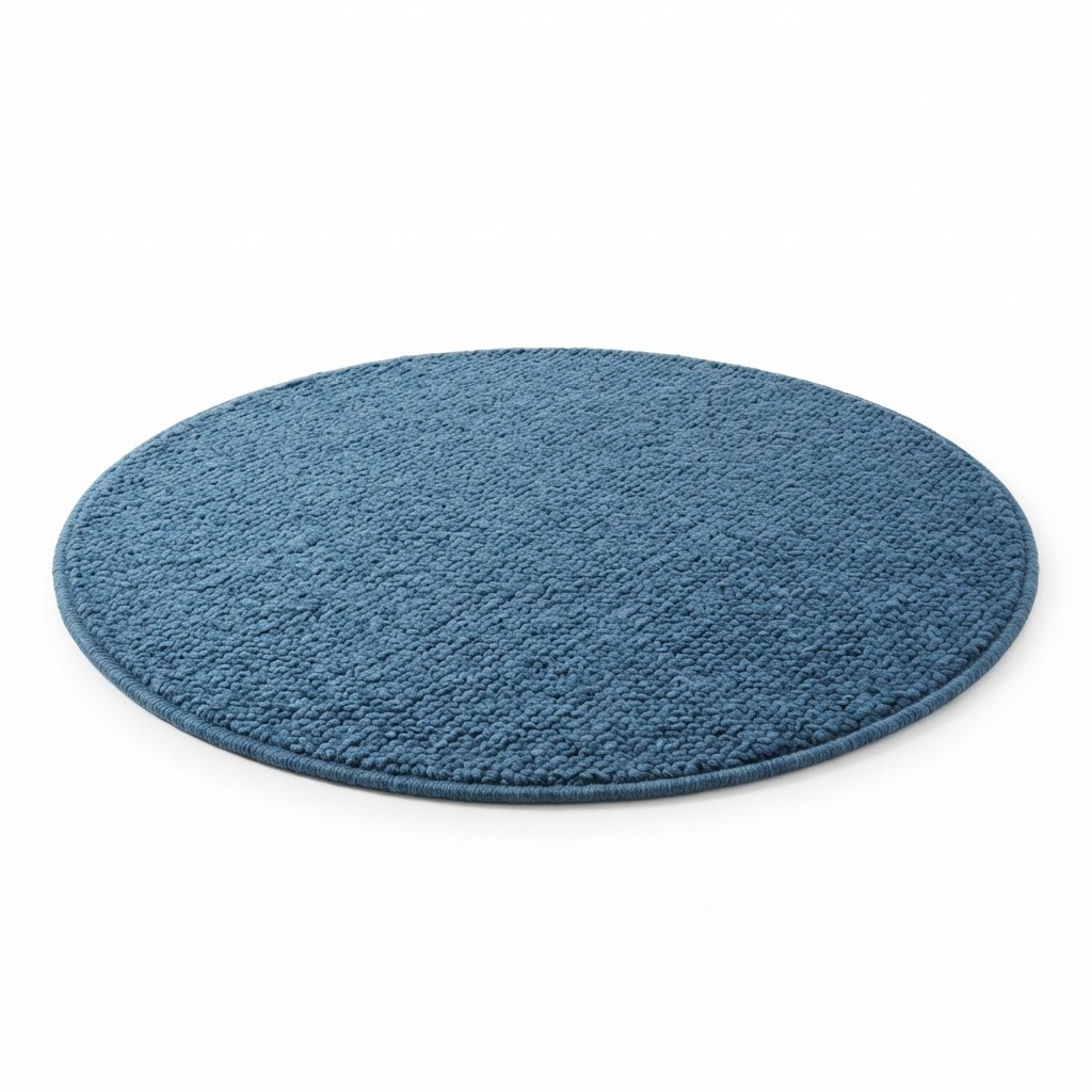 Winter Blue Round Wool Area Rug