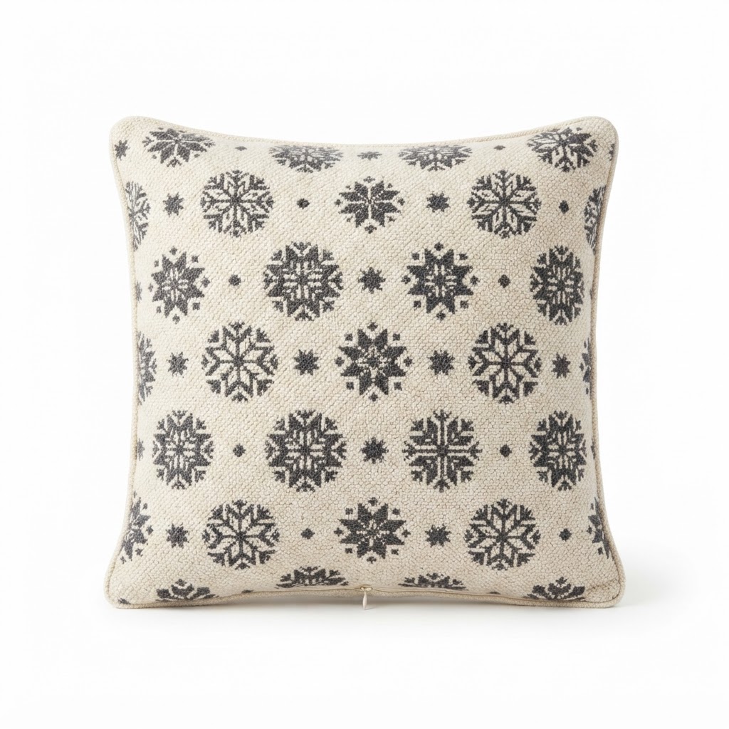 Snowflake Print Accent Pillow
