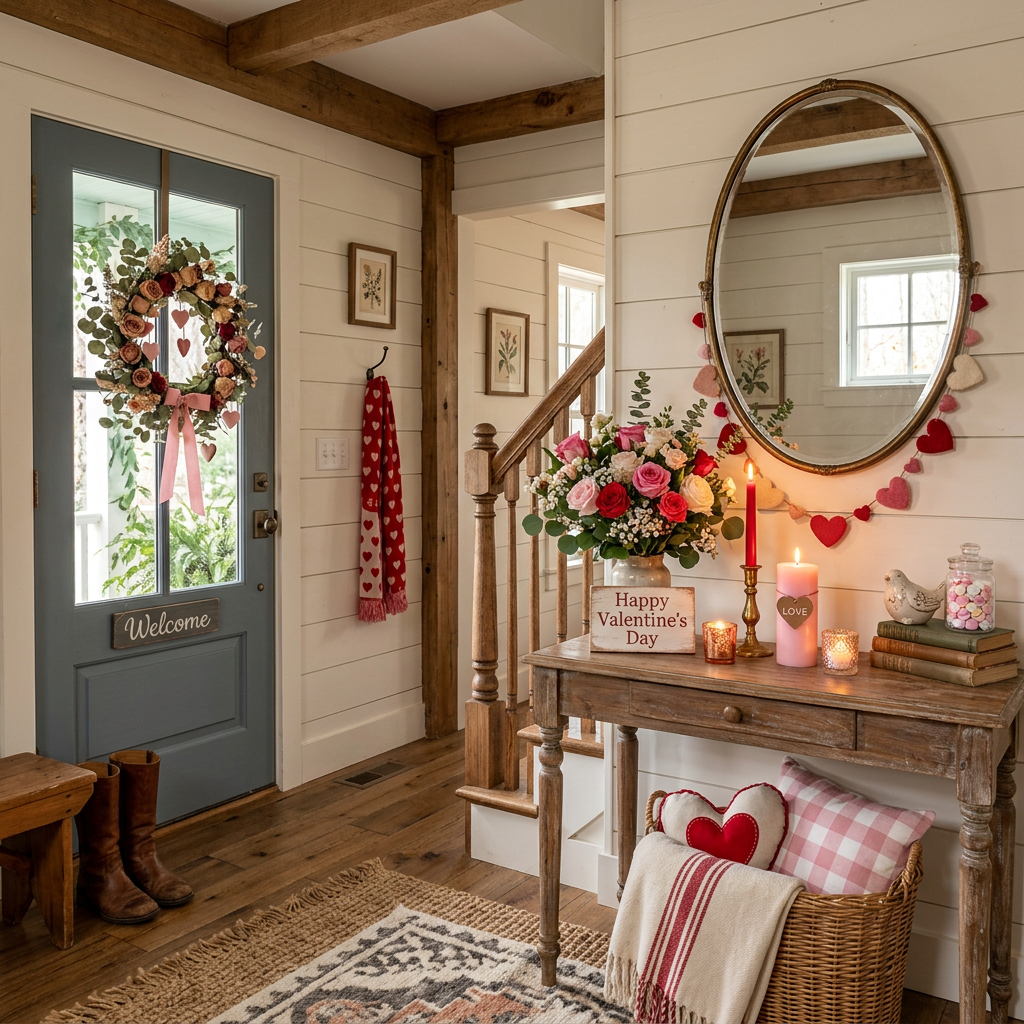 Cottagecore Valentine's Day Entryway