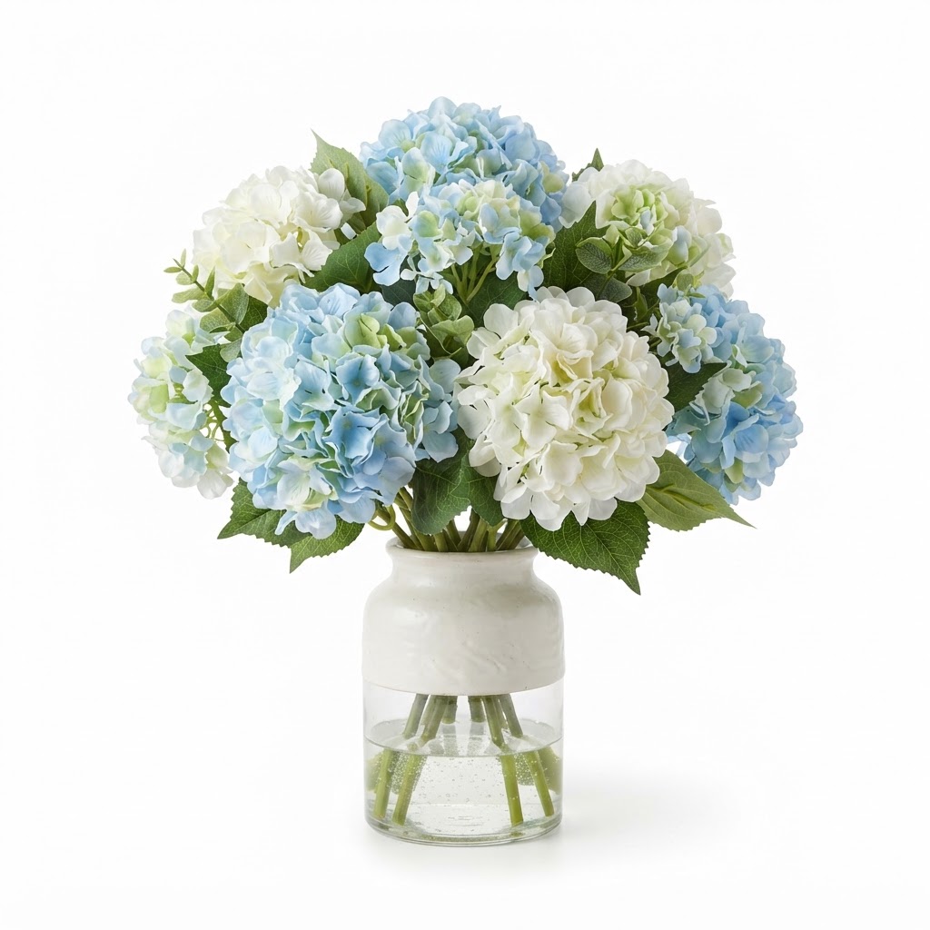 Spring Faux Hydrangea Floral Arrangement