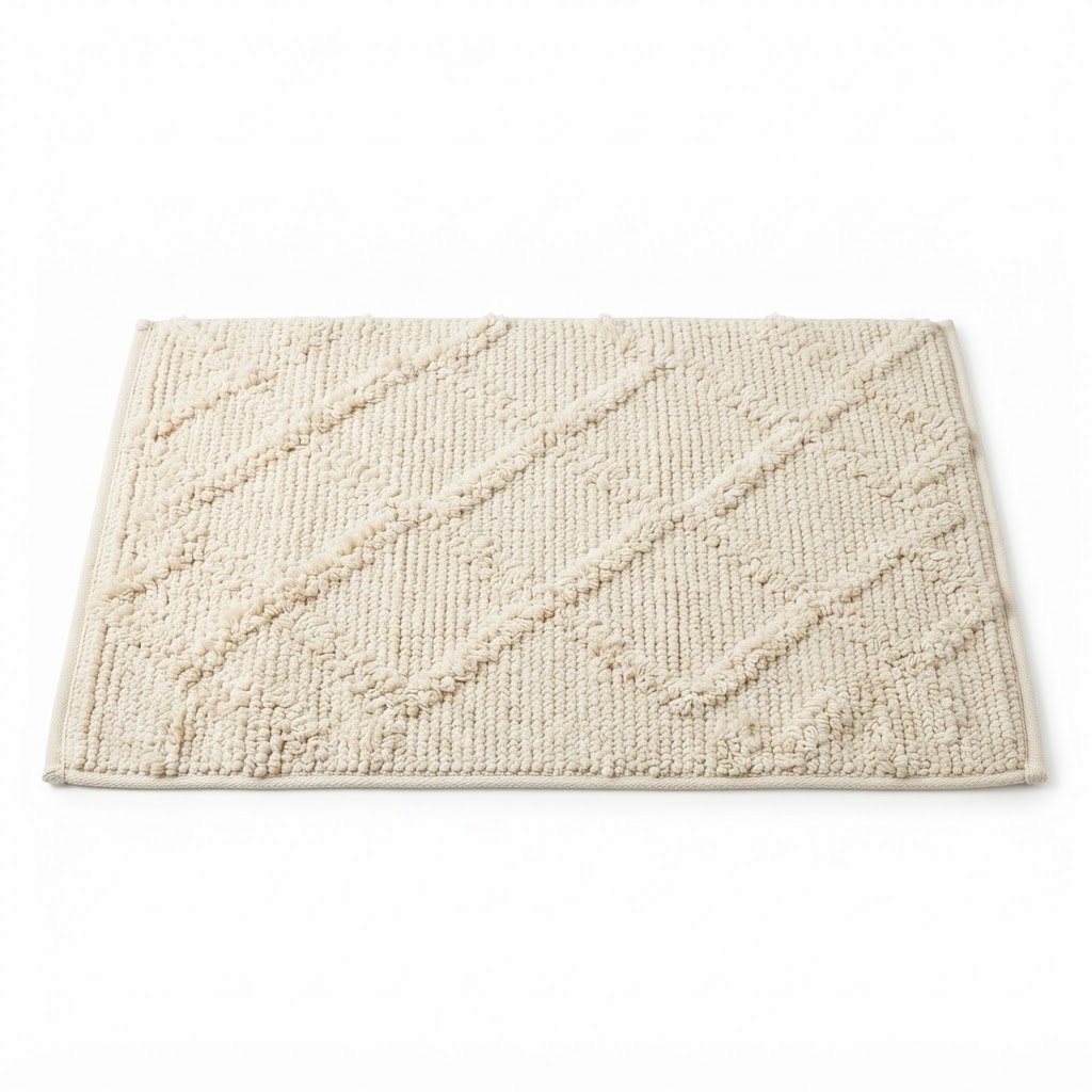 Textured Cotton Cream Bath Mat