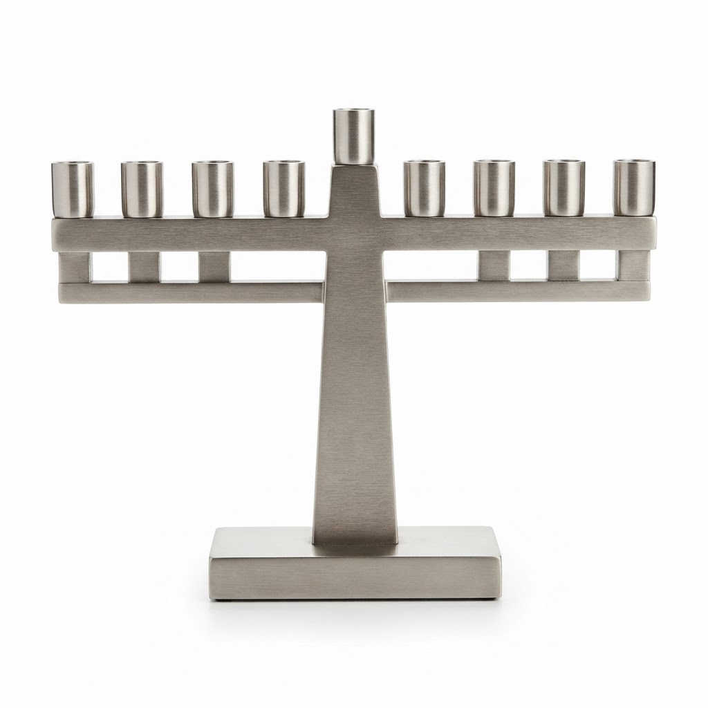 Brushed Nickel Menorah