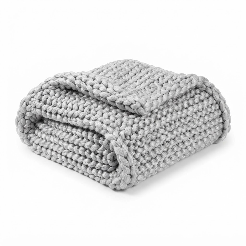 Cozy Chunky Knit Silver Throw