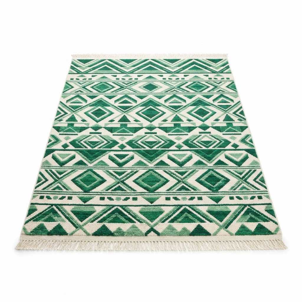 Geometric Green Patterned Rug