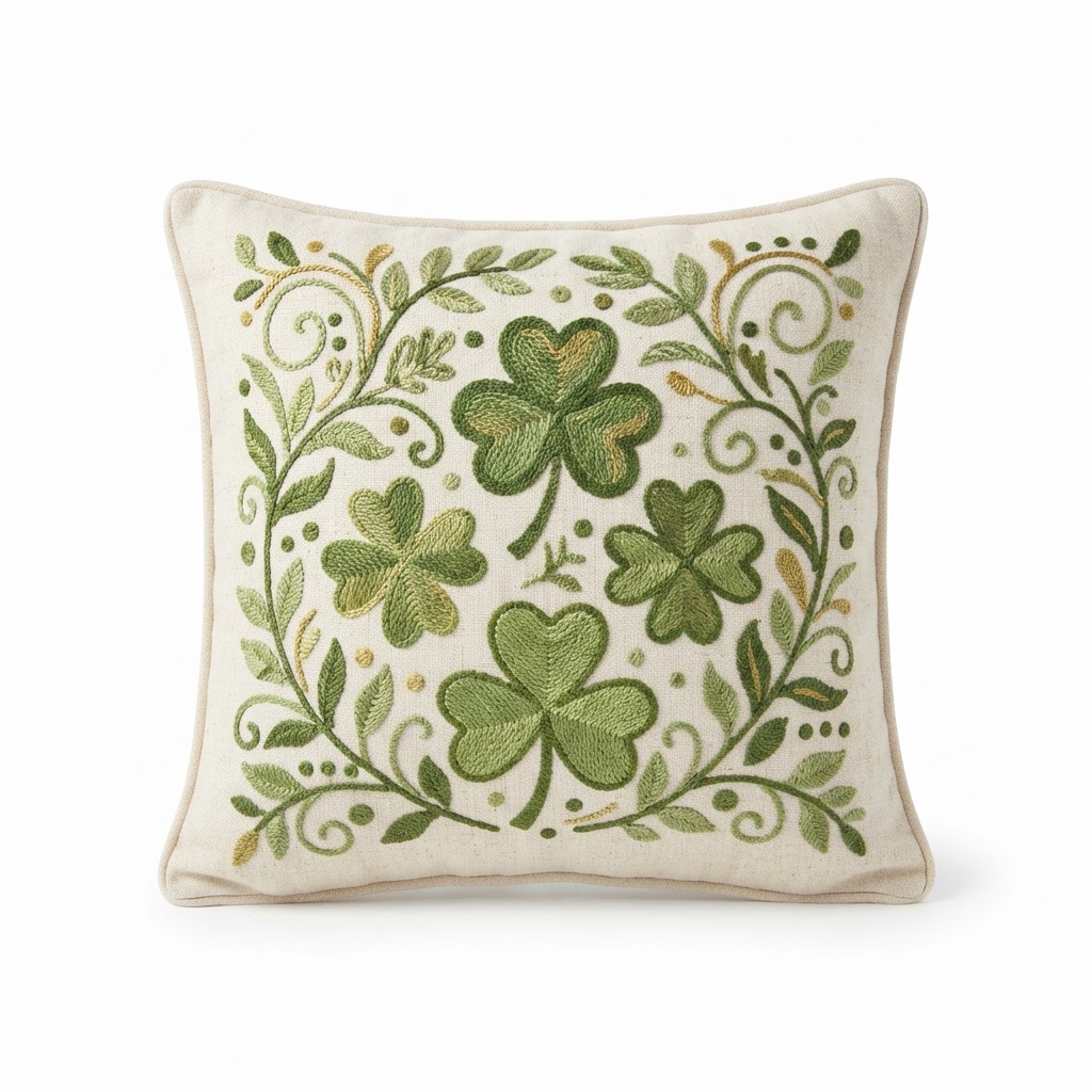 Lucky Charm Embroidered Accent Pillow