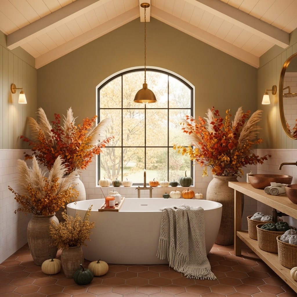 How to Style a Cozy Fall Master Bathroom with Modern Cottage Charm