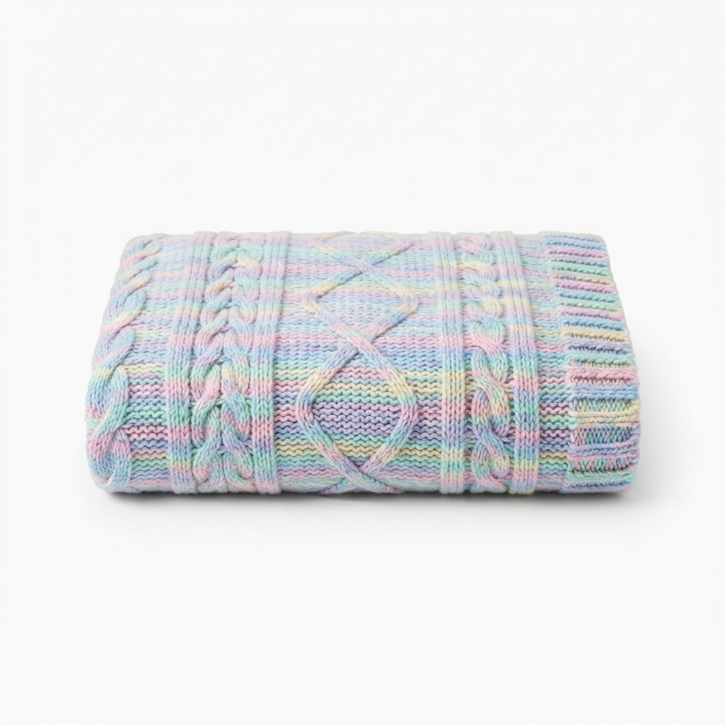 Pastel Cable Knit Throw