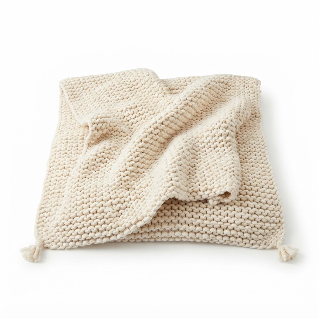 Hand-Knitted Cotton Throw