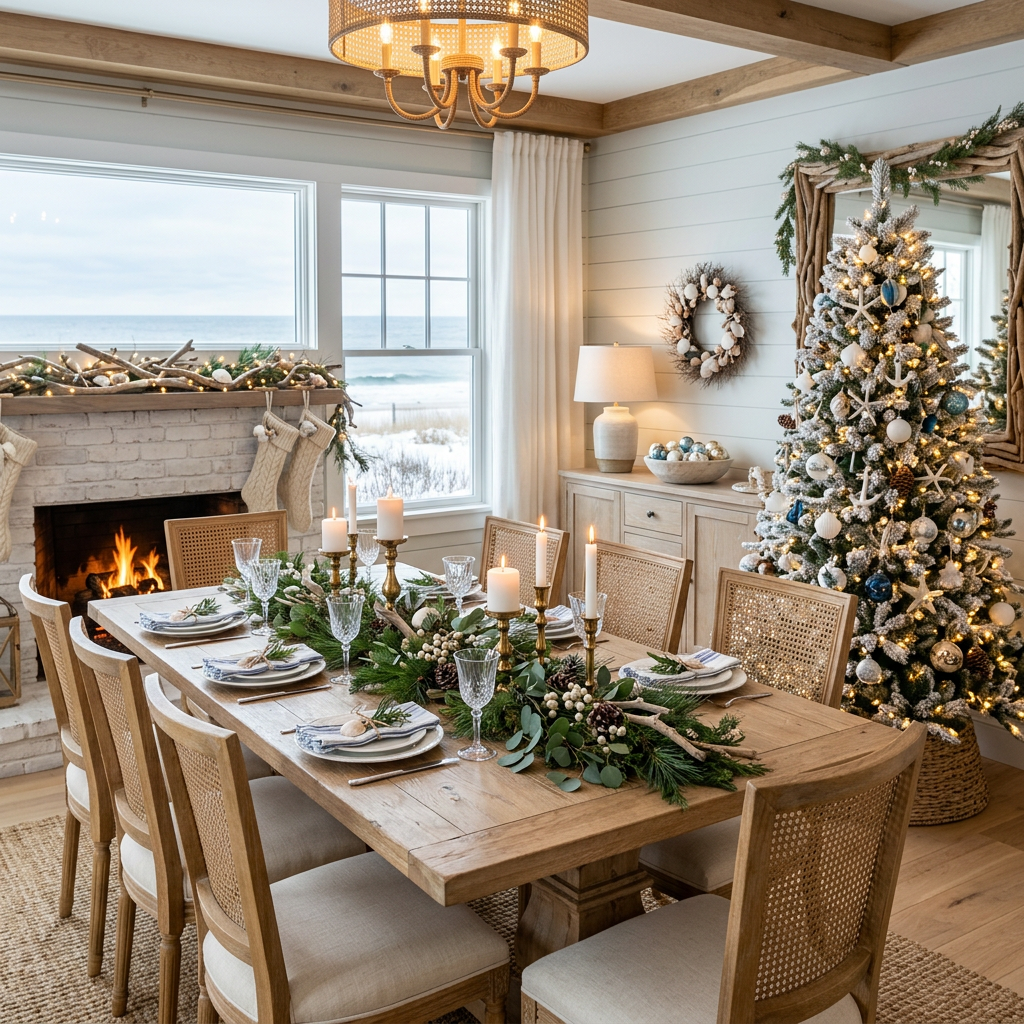 Coastal Christmas Dining Room