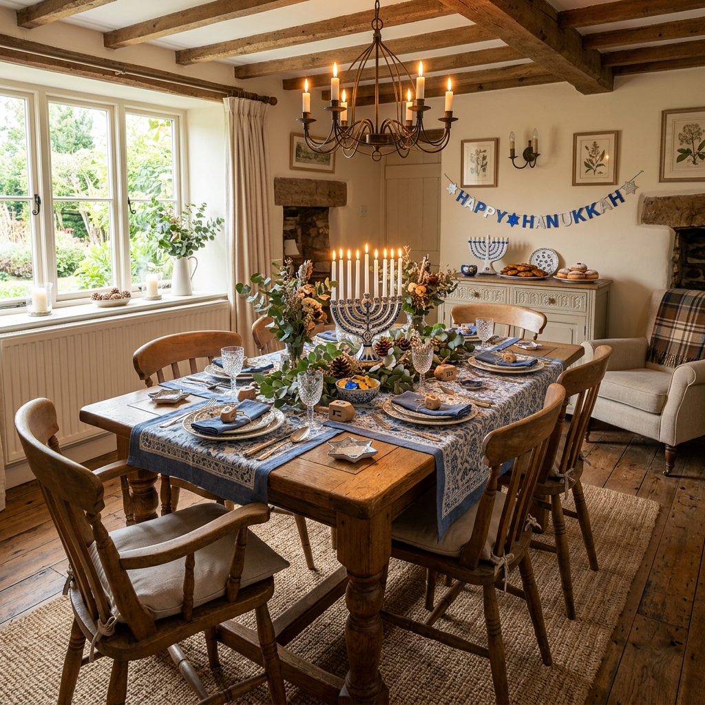 Cottagecore Hanukkah Dining Room