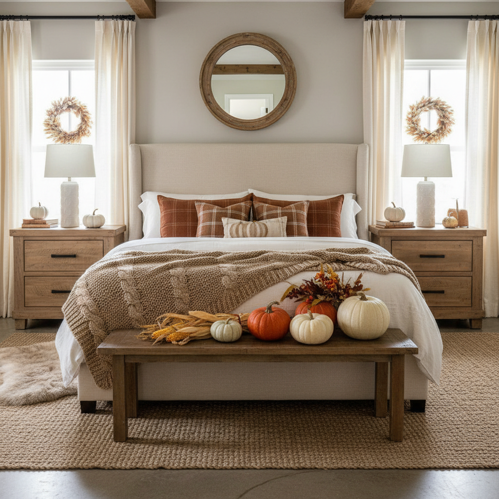 Modern Farmhouse Fall Master Bedroom