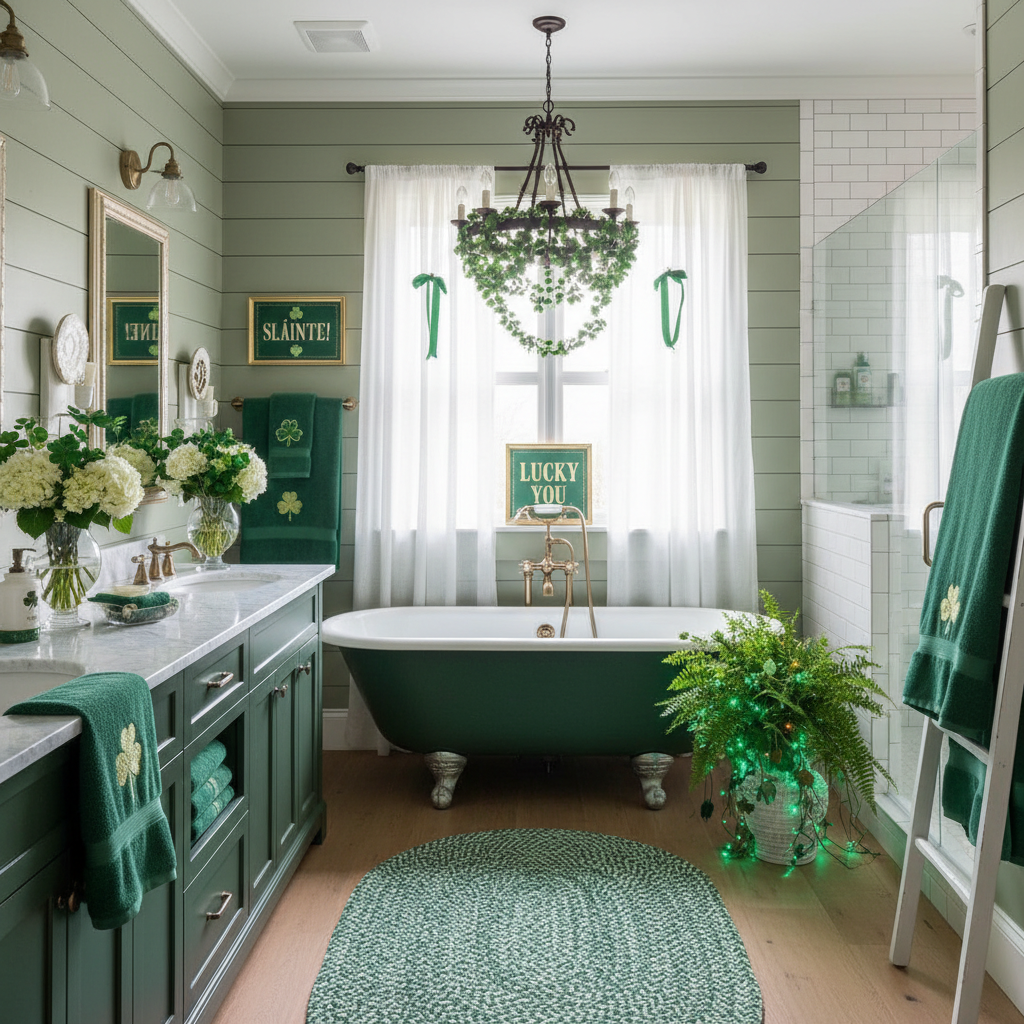 Modern Cottage St. Patrick's Day Master Bathroom