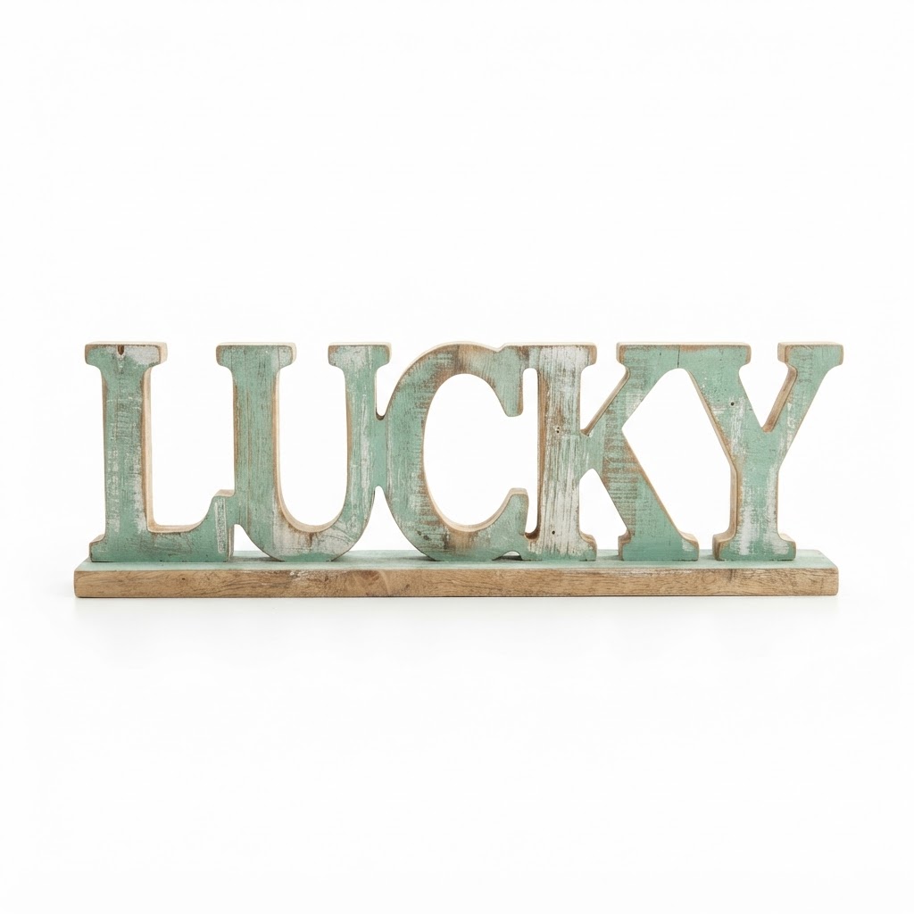 Wooden 'Lucky' Sign
