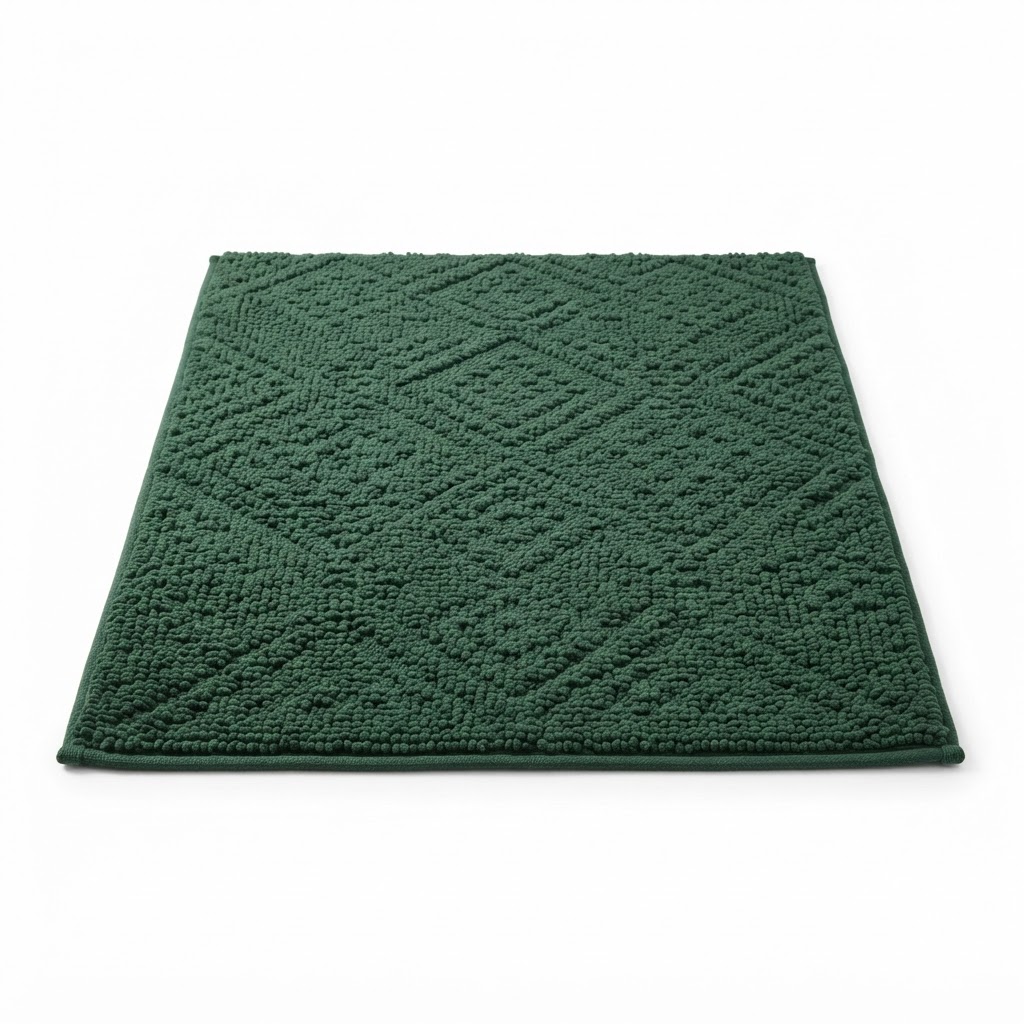 Forest Green Textured Bath Rug