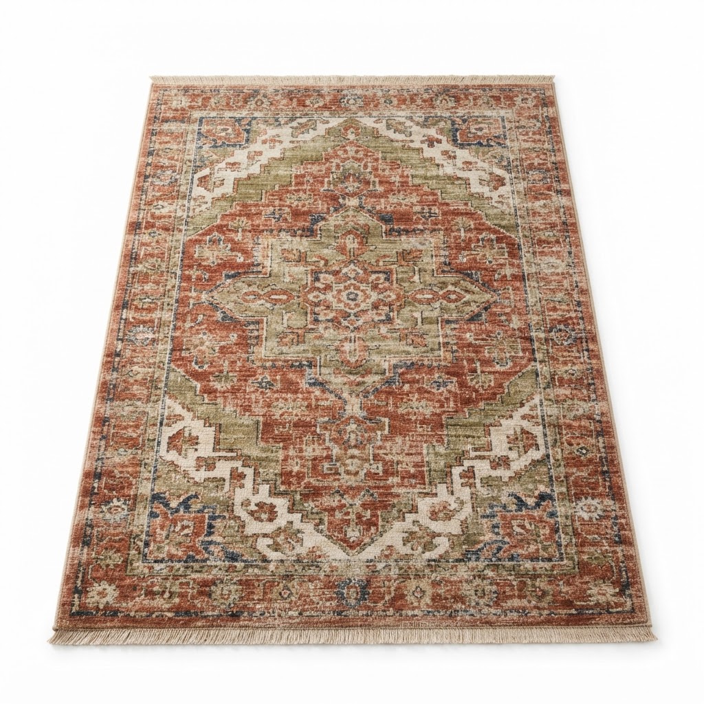 -Inspired Distressed Area Rug