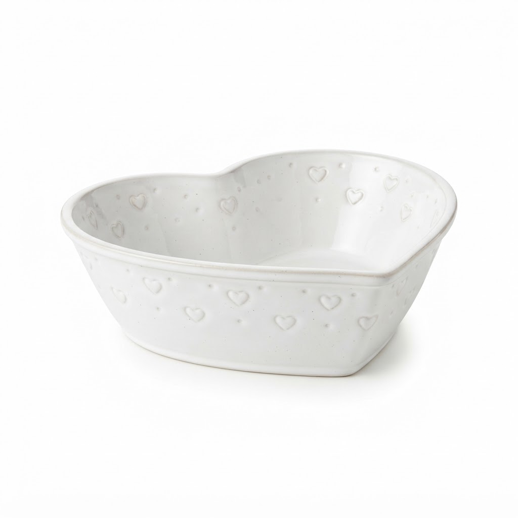 Transitional Ceramic Heart Serving Bowls