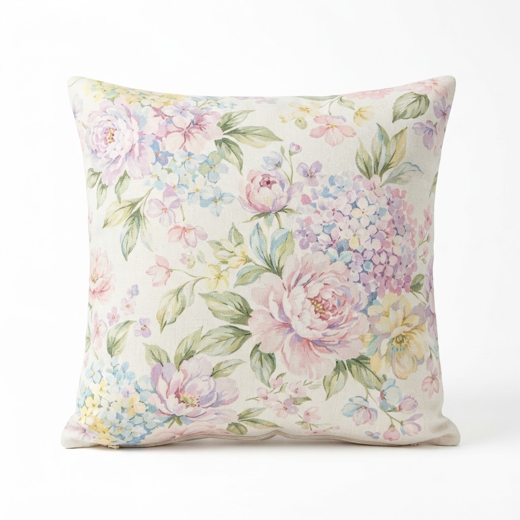 Transitional Floral Pastel Throw Pillow