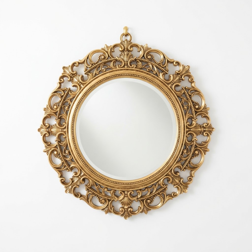 ornate gold round wall mirror