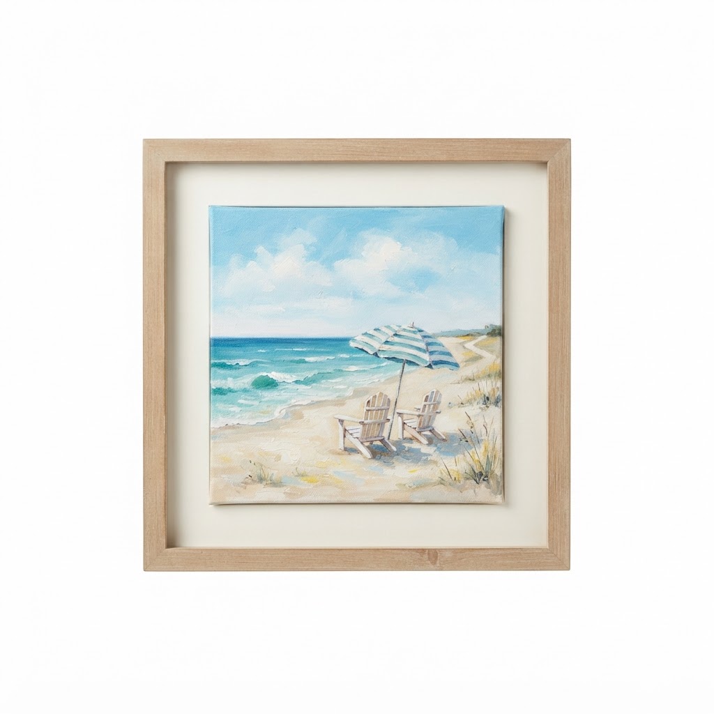 Summer Painted Beach Scene Framed Art