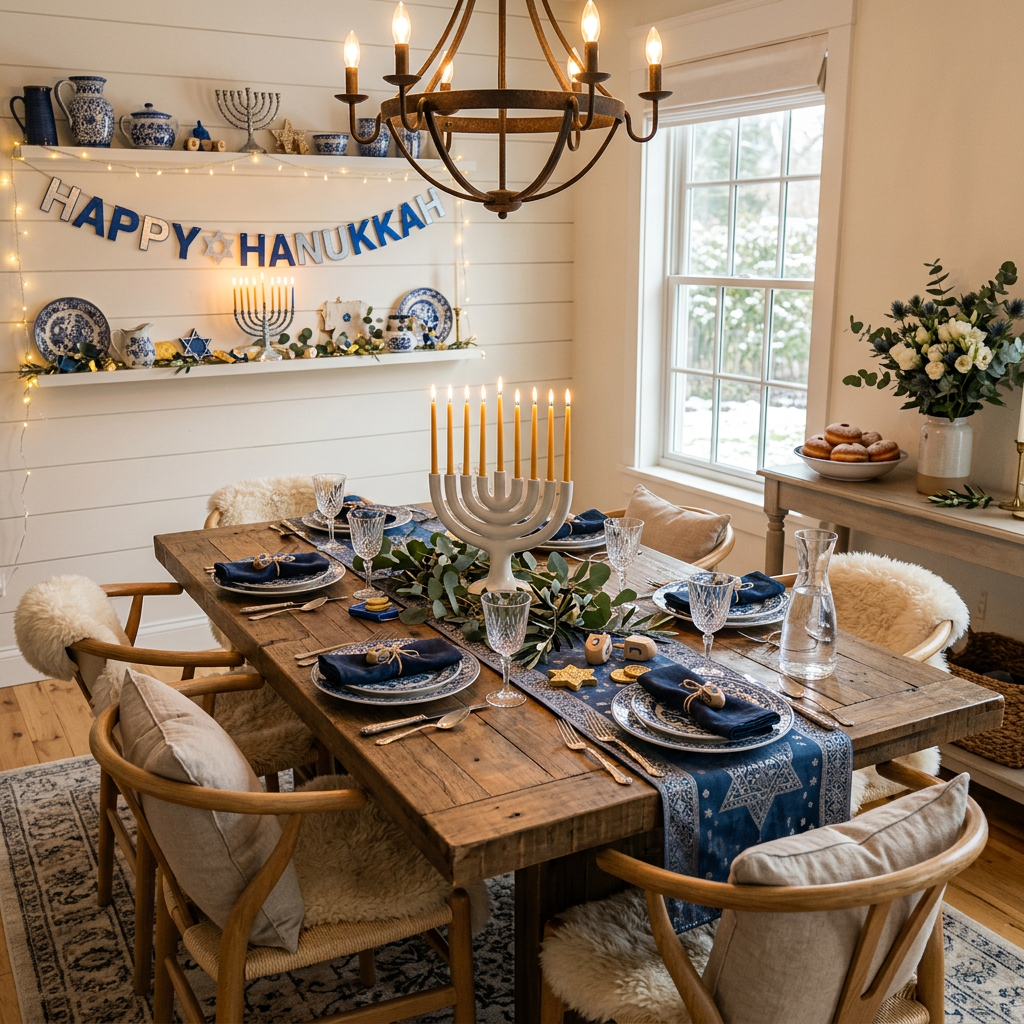 Modern Cottage Hanukkah Dining Room