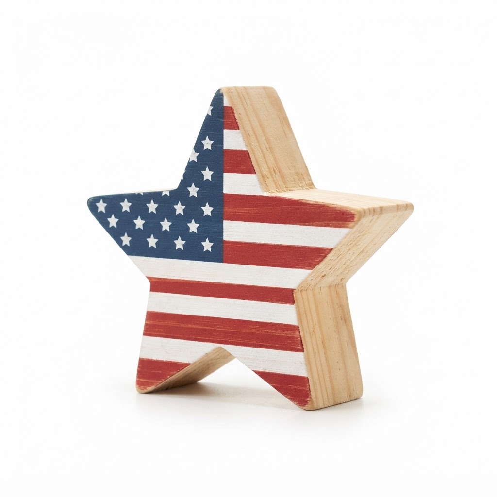Wooden Star Block Desk Decor