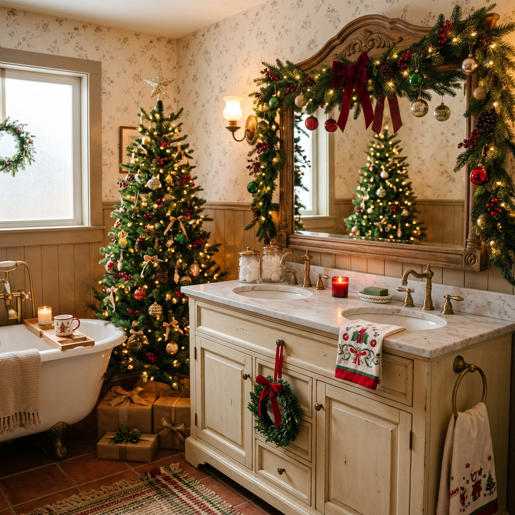Cottagecore Christmas Master Bathroom