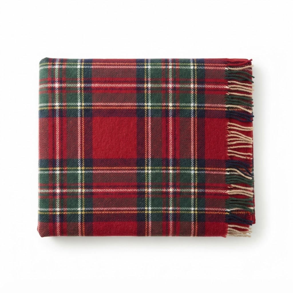 Red Plaid Holiday Throw Blanket