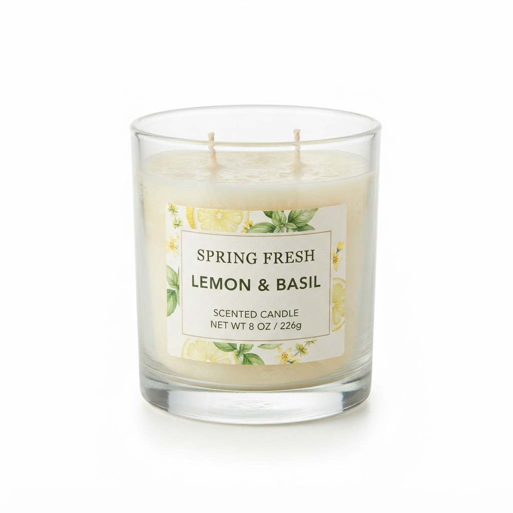 Spring Fresh Lemon and Basil Candle