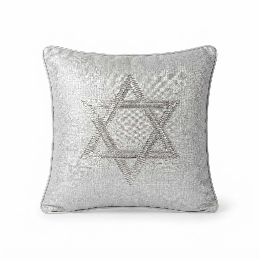 Silver Star of David Throw Pillow