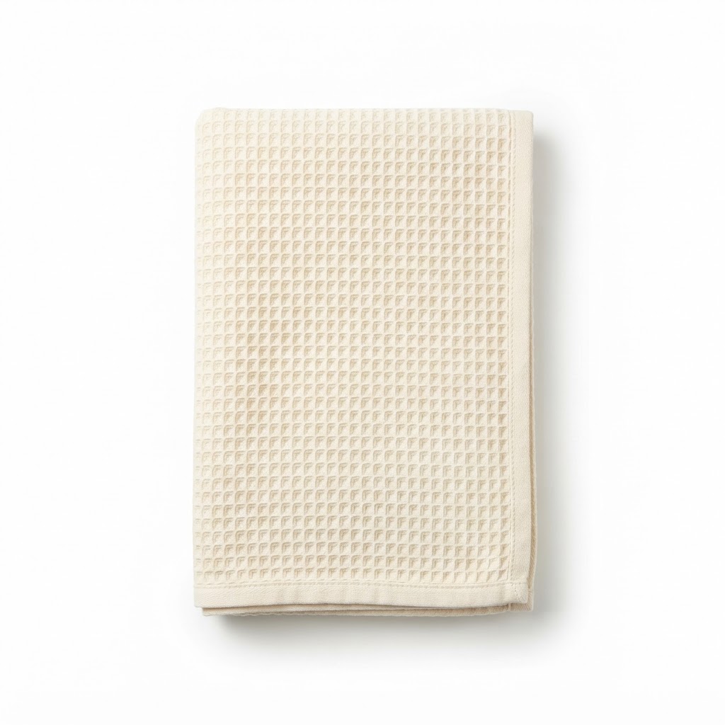 Cream Cotton Waffle Weave Bath Towel