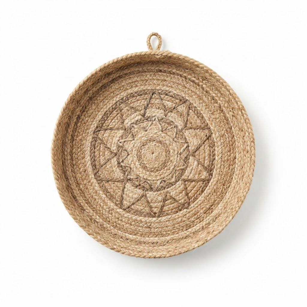 Woven Jute Wall Basket Art