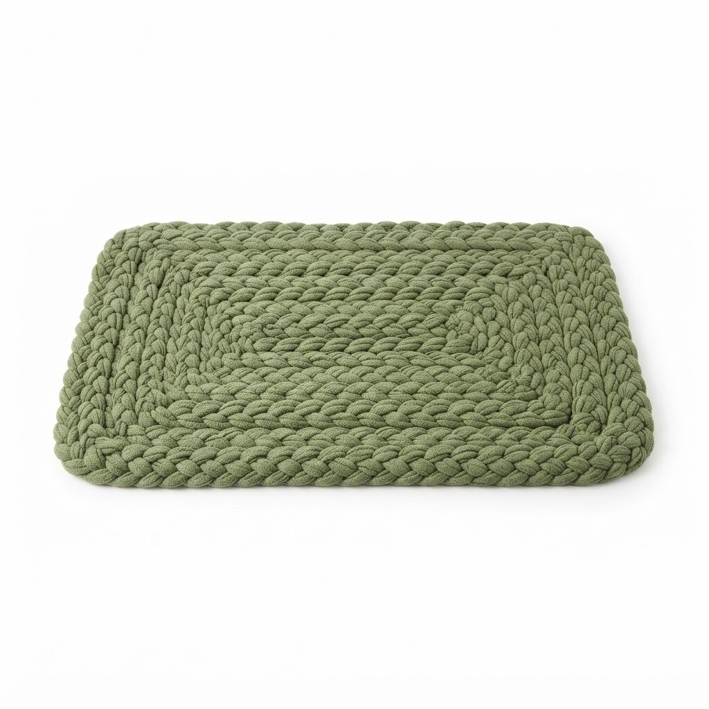Braided Sage Green Bath Mat