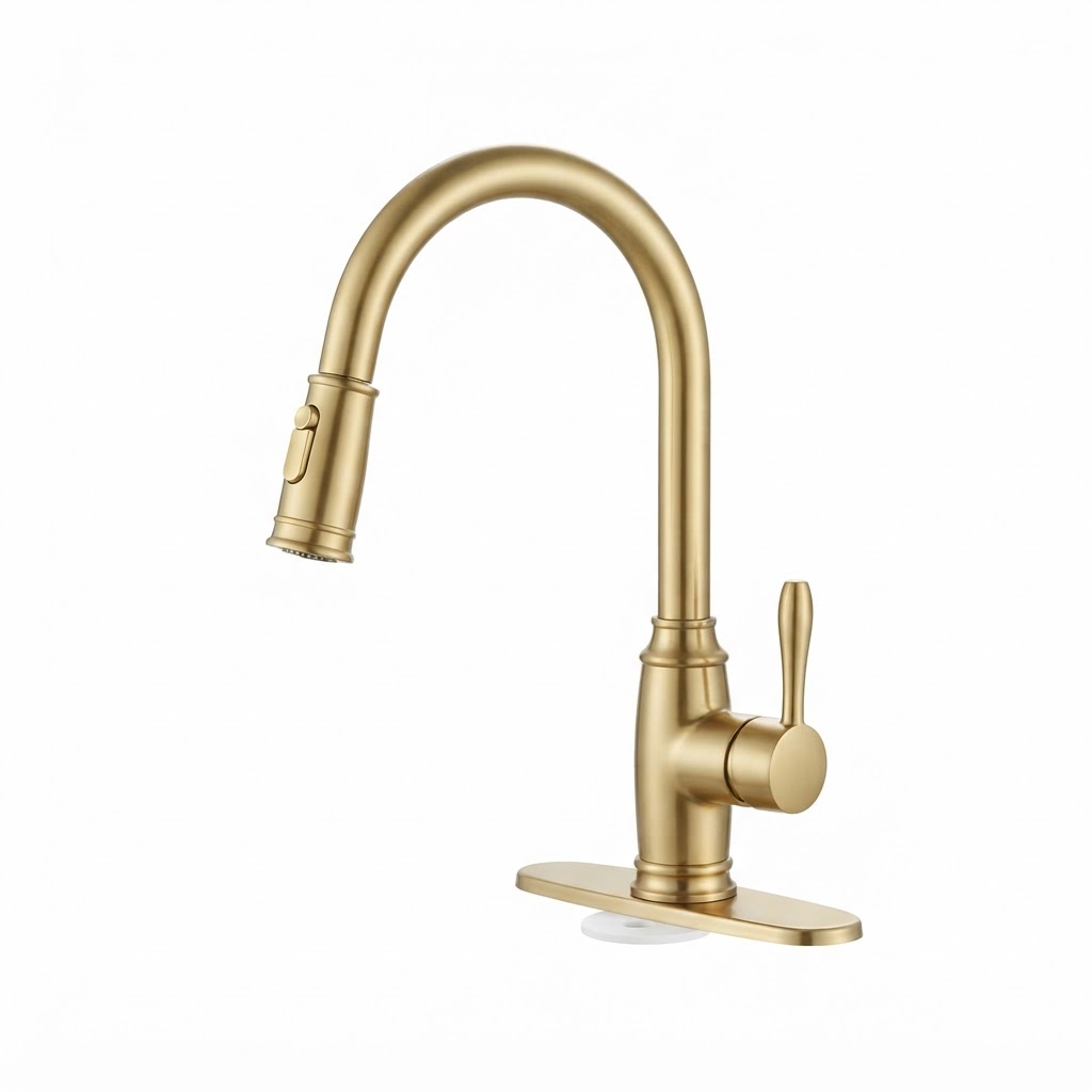 Transitional Matte Gold Kitchen Faucet