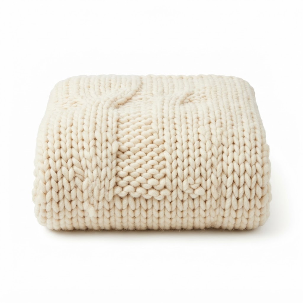 Chunky Knit Cream Throw