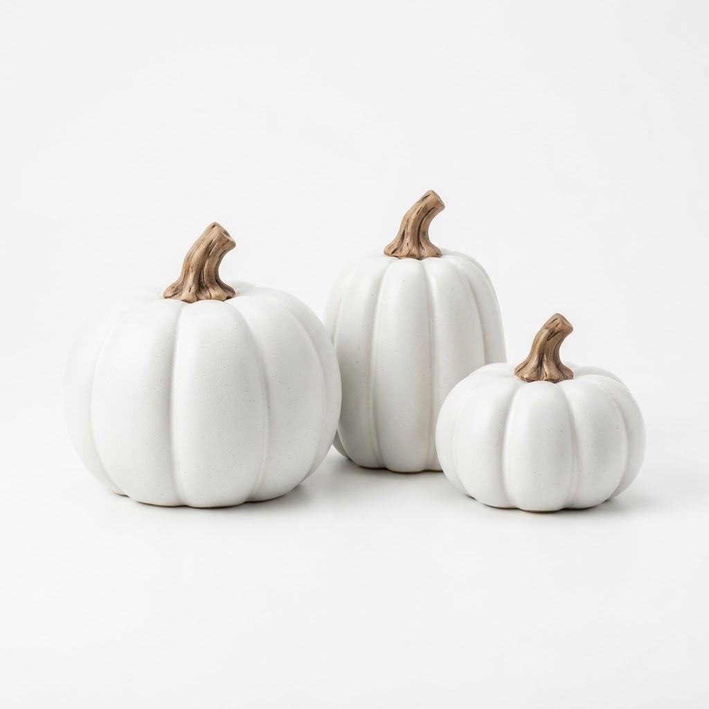 White Ceramic Pumpkin Set
