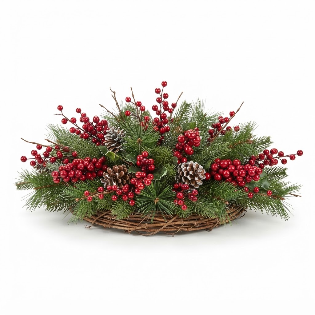 Pine and Berry Table Centerpiece